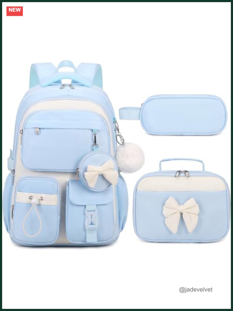 Girls School Backpack Set With Lunch Bag And Pencil Case, Durable Waterproof